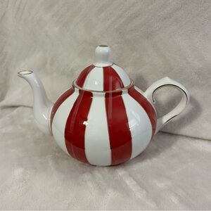 NEW Grace Teaware Red and White Stripe Teapot